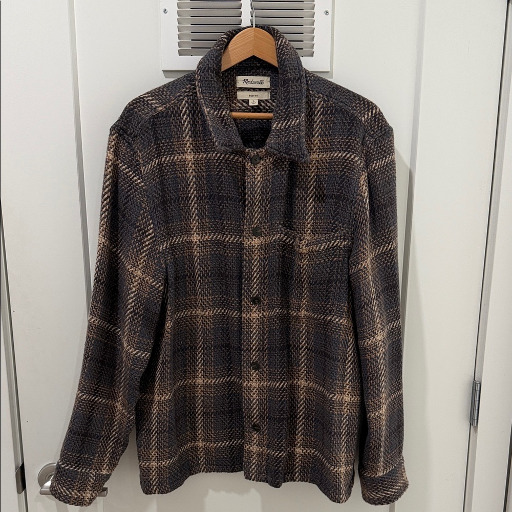 Madewell Men's Plaid Shirt Jacket - Black and Brown